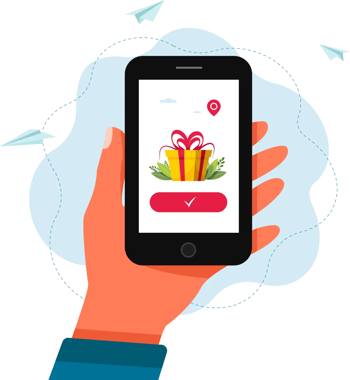 Shopware Responsive Design Hand mit Smartphone