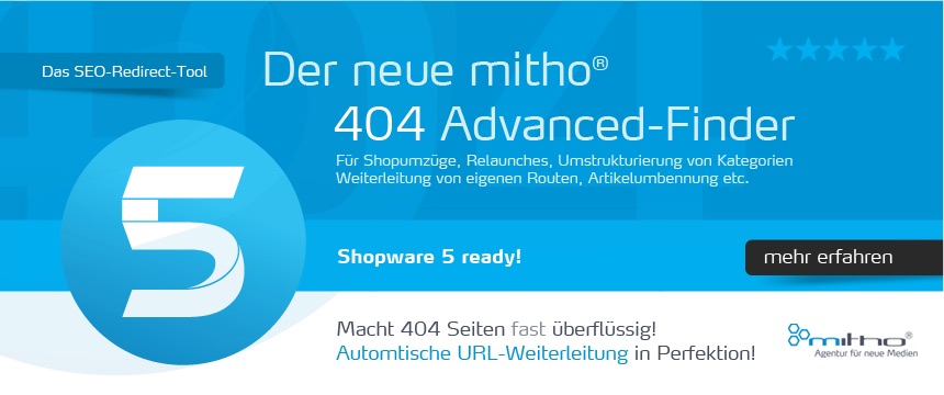 Der mitho 404 Advanced Finder ist ein intelligentes Shopware SEO Plugin